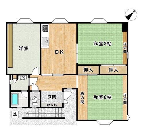 JGS緑丘マンション別館(3DK/3階)の間取り写真
