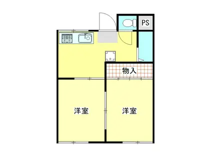 一本松アパート(2DK/2階)の間取り写真