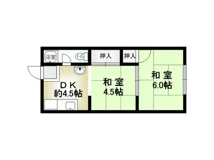 マエタケマンション(2DK/2階)の間取り写真
