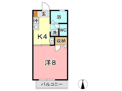 ＪＲ山陽本線 中庄駅 徒歩23分 2階建 築28年(1K/2階)の間取り写真