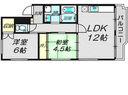 グランディ栄町(2LDK/3階)の間取り写真