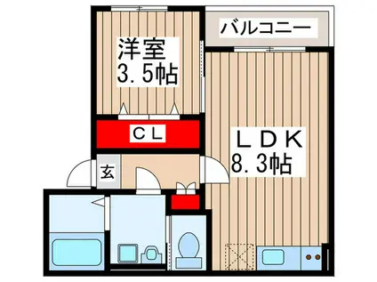 ERIS南流山(1LDK/3階)の間取り写真