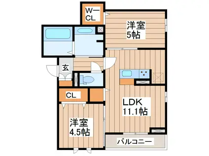 D-ROOM泉崎II(2LDK/2階)の間取り写真