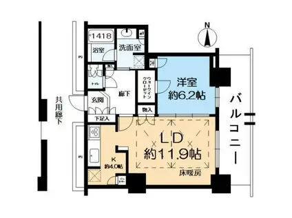 レジデンス梅田ローレルタワー(1LDK/15階)の間取り写真