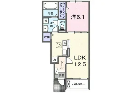 平生町アパート(1LDK/1階)の間取り写真