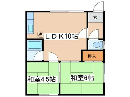 横川マンションA(2LDK/1階)の間取り写真
