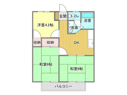 ハイツ待夢A(3DK/2階)の間取り写真