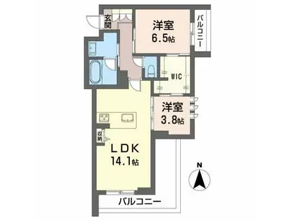 シャーメゾンCOMFORZA(2LDK/1階)の間取り写真