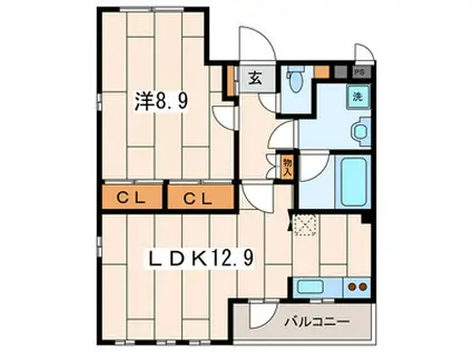 メゾンクレールHIYOSHI(1LDK/3階)の間取り写真