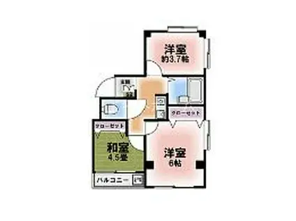 EIGHT BLOGーYOKOYAMAII(3K/6階)の間取り写真