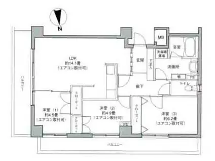 ベルジュ横濱本郷台(3LDK/3階)の間取り写真