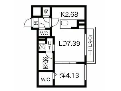 オルガ東札幌(1LDK/3階)の間取り写真