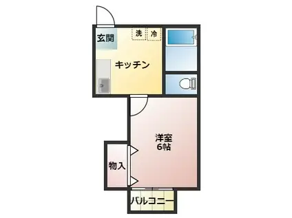 ハイツアオキ第1(1K/1階)の間取り写真