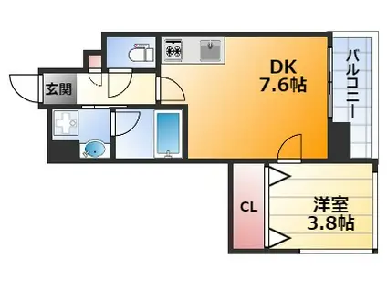 オルシス新大阪(1DK/11階)の間取り写真