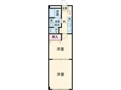 ハイツ礼節(2K/1階)の間取り写真