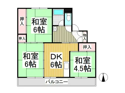 ビレッジハウス岩村田1号棟(3DK/3階)の間取り写真