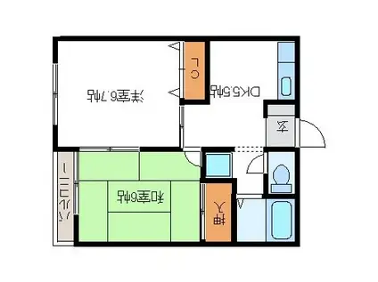 八本松ヴィレッヂ(2DK/2階)の間取り写真