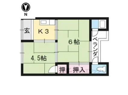 第二日の出荘(2K/2階)の間取り写真