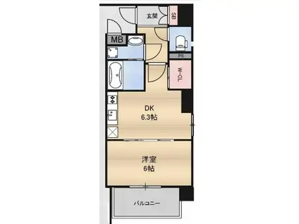 CAVANA梅田北(1DK/3階)の間取り写真