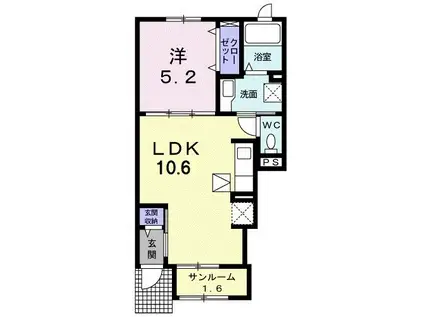 サンアニメート(1LDK/1階)の間取り写真