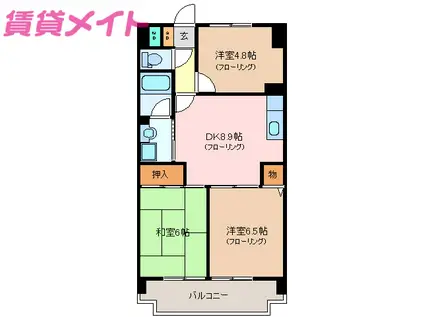 センチュリーハイランド(3DK/13階)の間取り写真