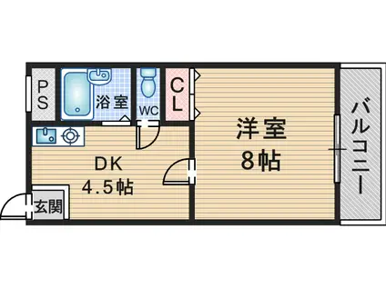 GARDEN TREE岡町(1K/3階)の間取り写真