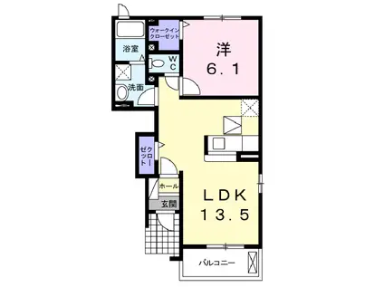 ショコラティエ 弐番館(1LDK/1階)の間取り写真