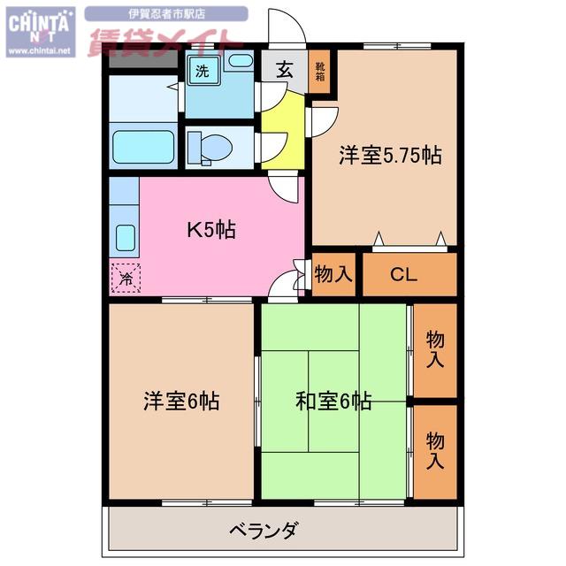 セピアガーデン(3K/2階)の間取り写真