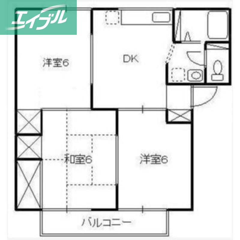 リュミエル洲崎B棟(3DK/2階)の間取り写真
