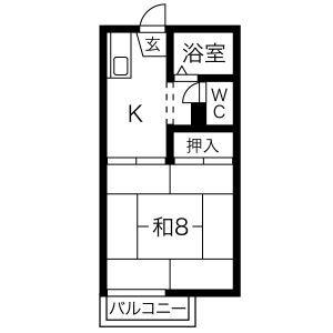 アーバンライフII(1K/2階)の間取り写真