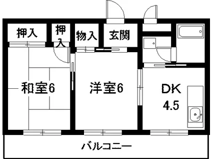 ジュネス歌里(1LDK/3階)の間取り写真