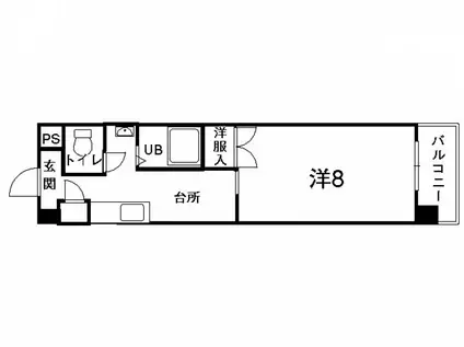 トレンディ山越(1DK/2階)の間取り写真