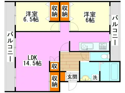 ピアレスプレイス(2LDK/3階)の間取り写真