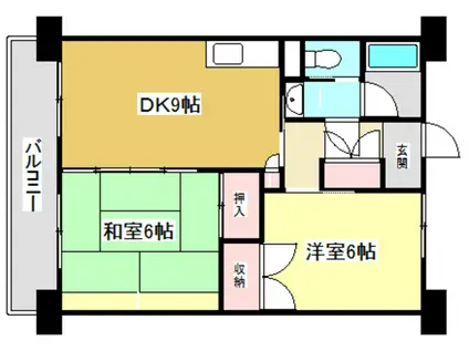 インペリアル西本II(2DK/6階)の間取り写真