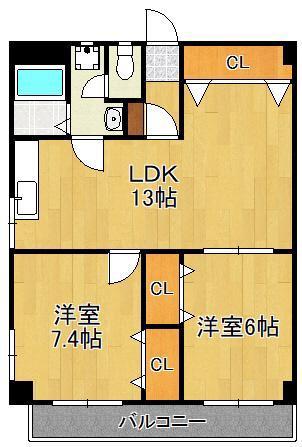 フェルト168(2LDK/4階)の間取り写真