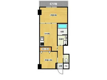 GRUS活水通(2DK/3階)の間取り写真