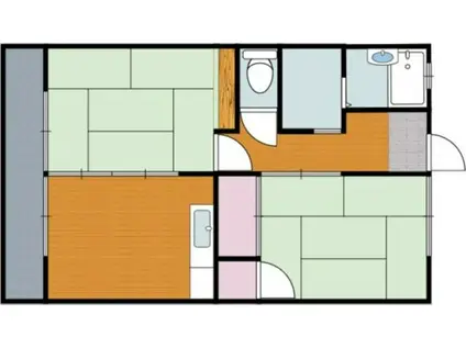 コーポショウサンII(2DK/2階)の間取り写真