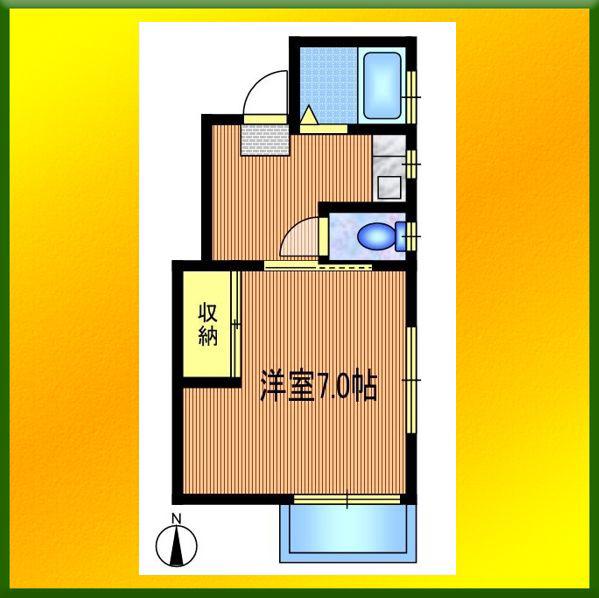 グリーンハイム(1K/1階)の間取り写真