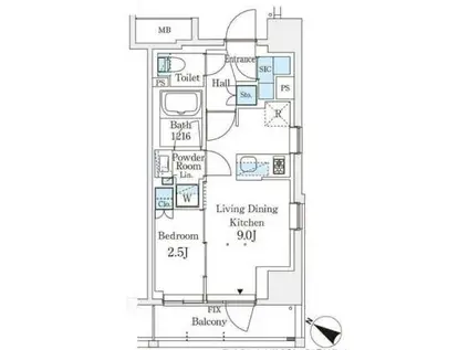テラス駒込イースト(1LDK/7階)の間取り写真