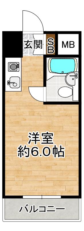 シャルムメゾン姫島(ワンルーム/6階)の間取り写真