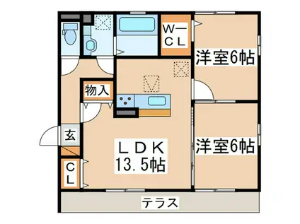 相武ガーデンコート(2LDK/1階)の間取り写真