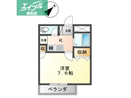 セゾンしおひII(1K/1階)の間取り写真