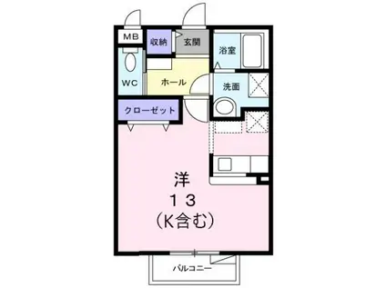 サイス フィールド I(ワンルーム/1階)の間取り写真