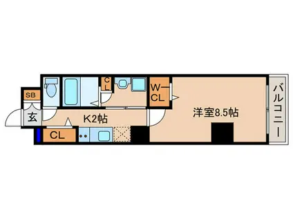 グロスロシェ七条(1K/1階)の間取り写真