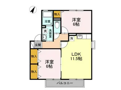 リヴェールコート C棟(2LDK/1階)の間取り写真