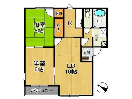 エスポール(2LDK/2階)の間取り写真