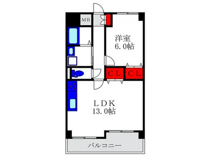 緑地ロイヤルハイツ(1LDK/1階)の間取り写真