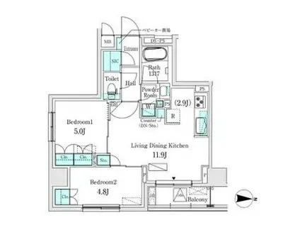 ASMACI MAISON両国I(2LDK/4階)の間取り写真