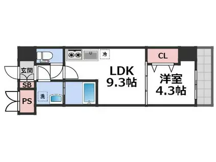 グランパシフィック北巽(1LDK/5階)の間取り写真