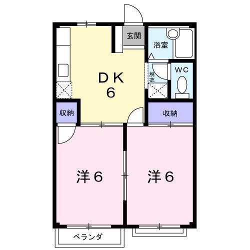 サンラビアン川口B(2DK/2階)の間取り写真